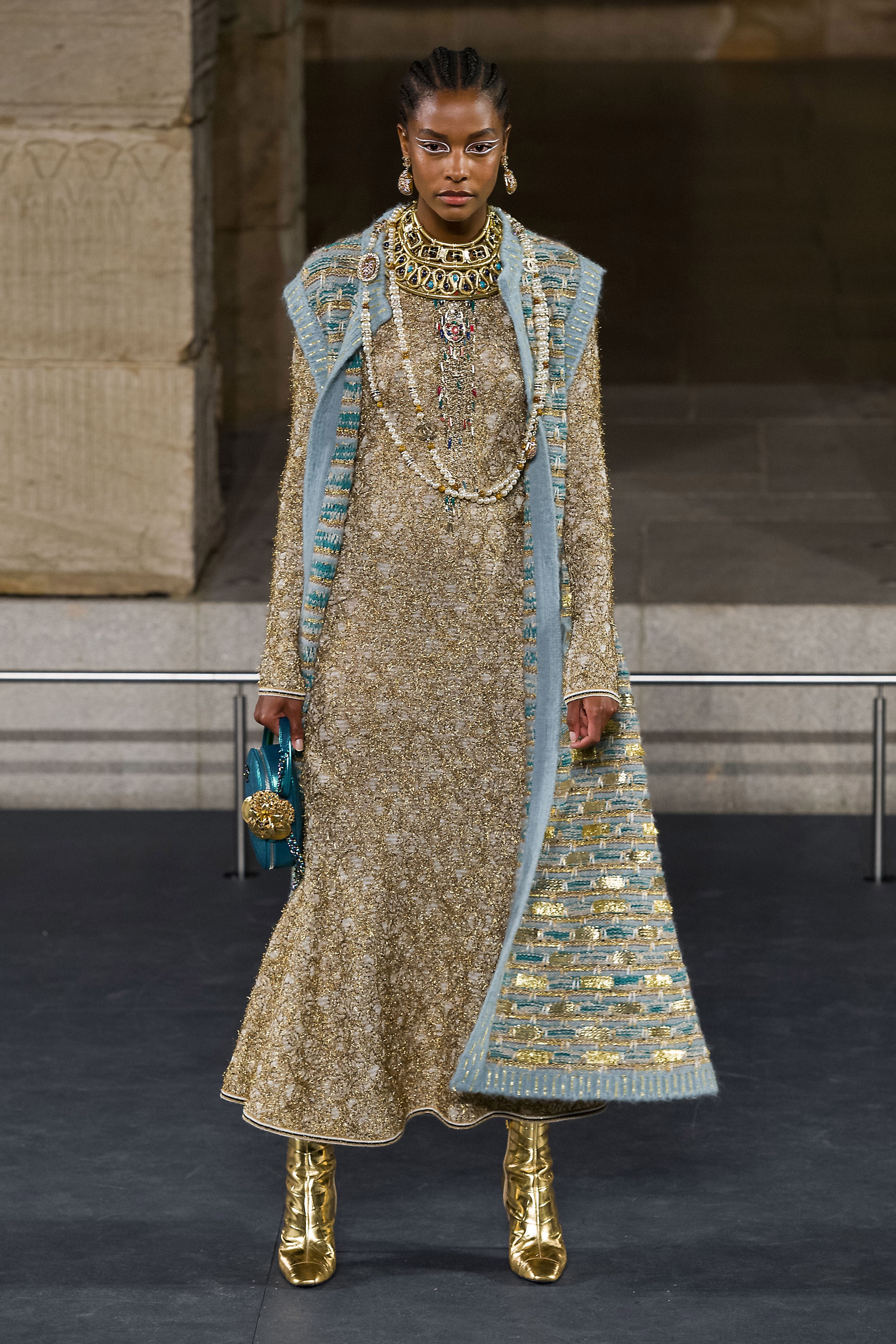 chanel Egypt blue gold cashmere cardigan run.jpeg