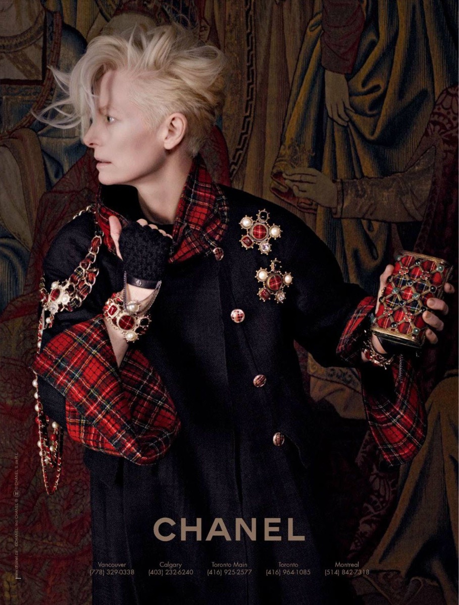 chanel Edinburgh L1 black red tartan maxi coat ad1.jpeg