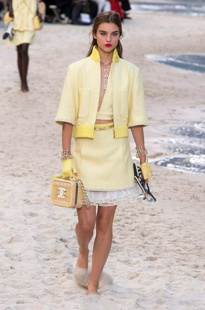 chanel 19P yellow tweed bomber jacket run1.jpg