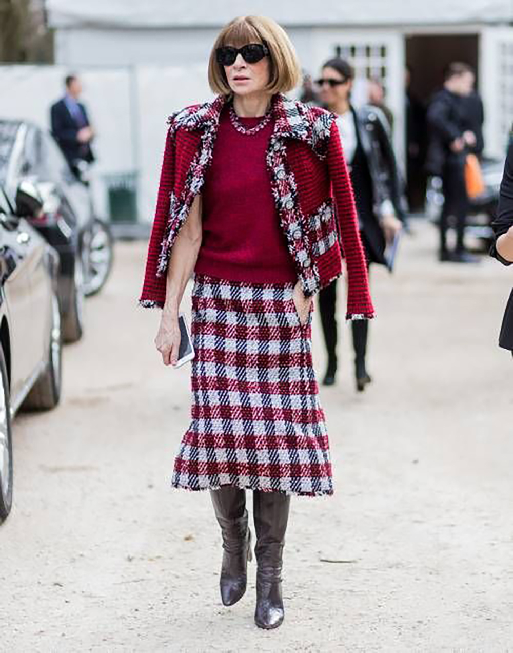 16A burgundy check tweed jacket cel wintour.JPG