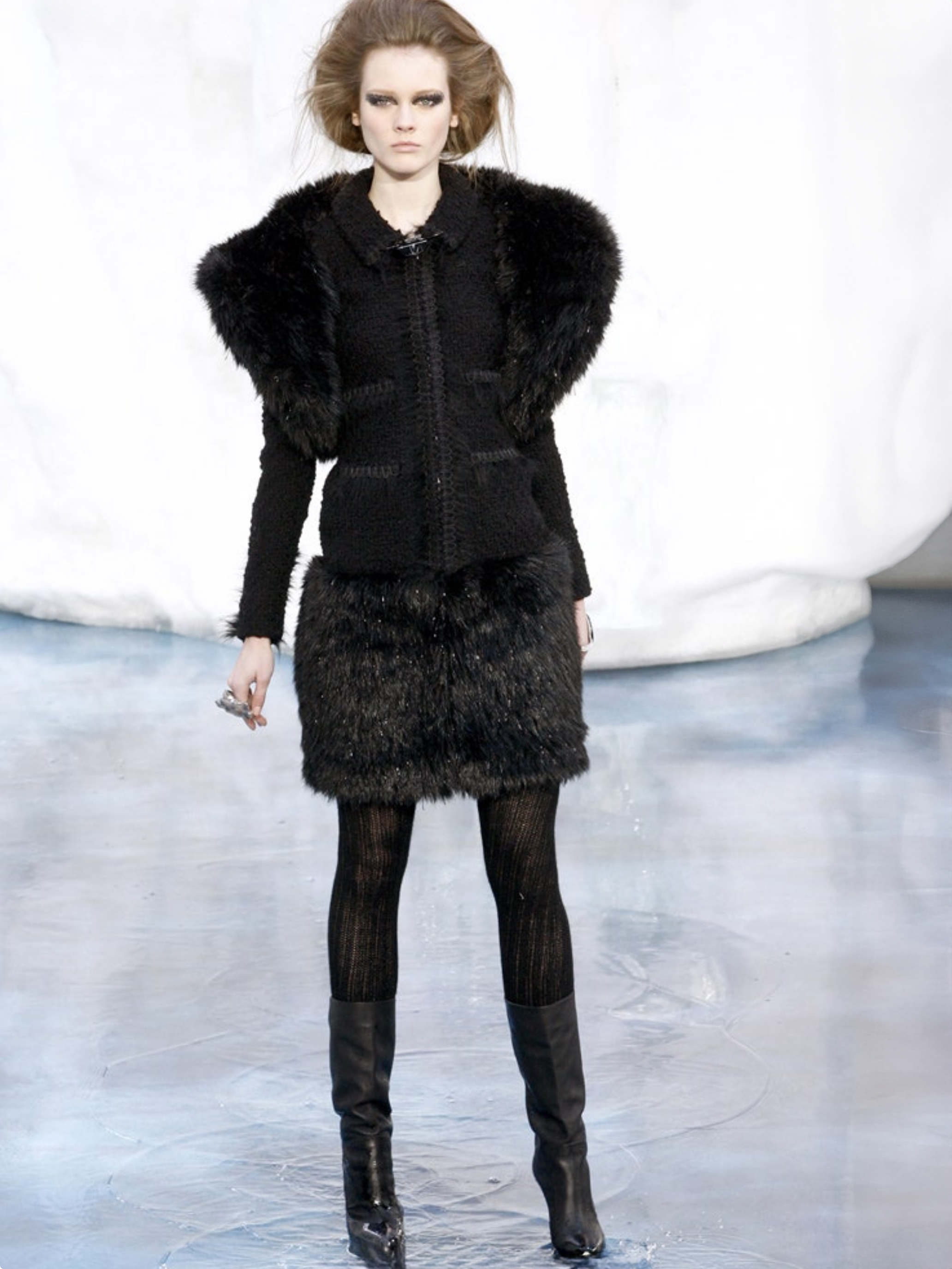 Arctic black fur tweed coat run1.jpeg