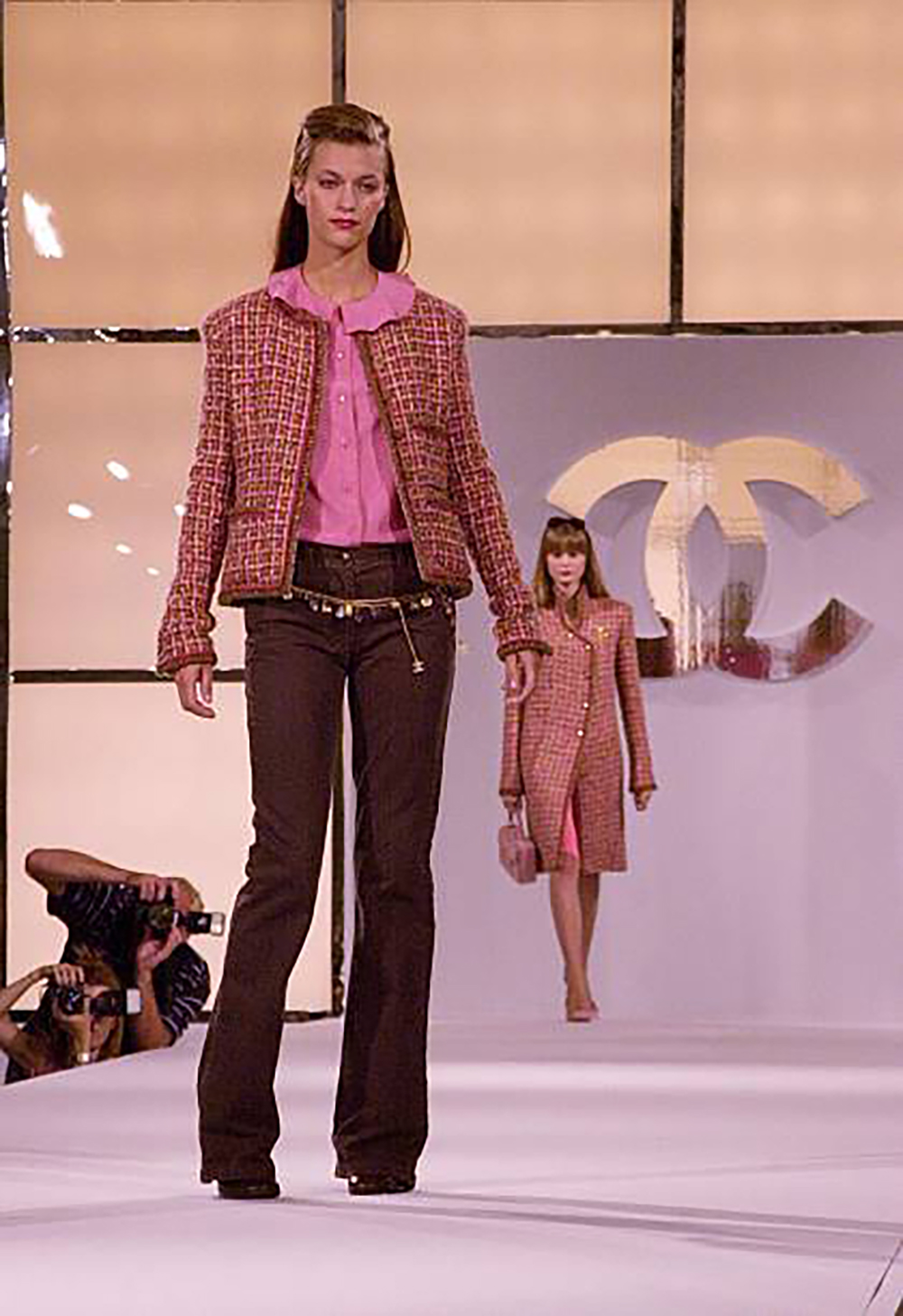 chanel 01A pink orange tweed jacket run.JPEG