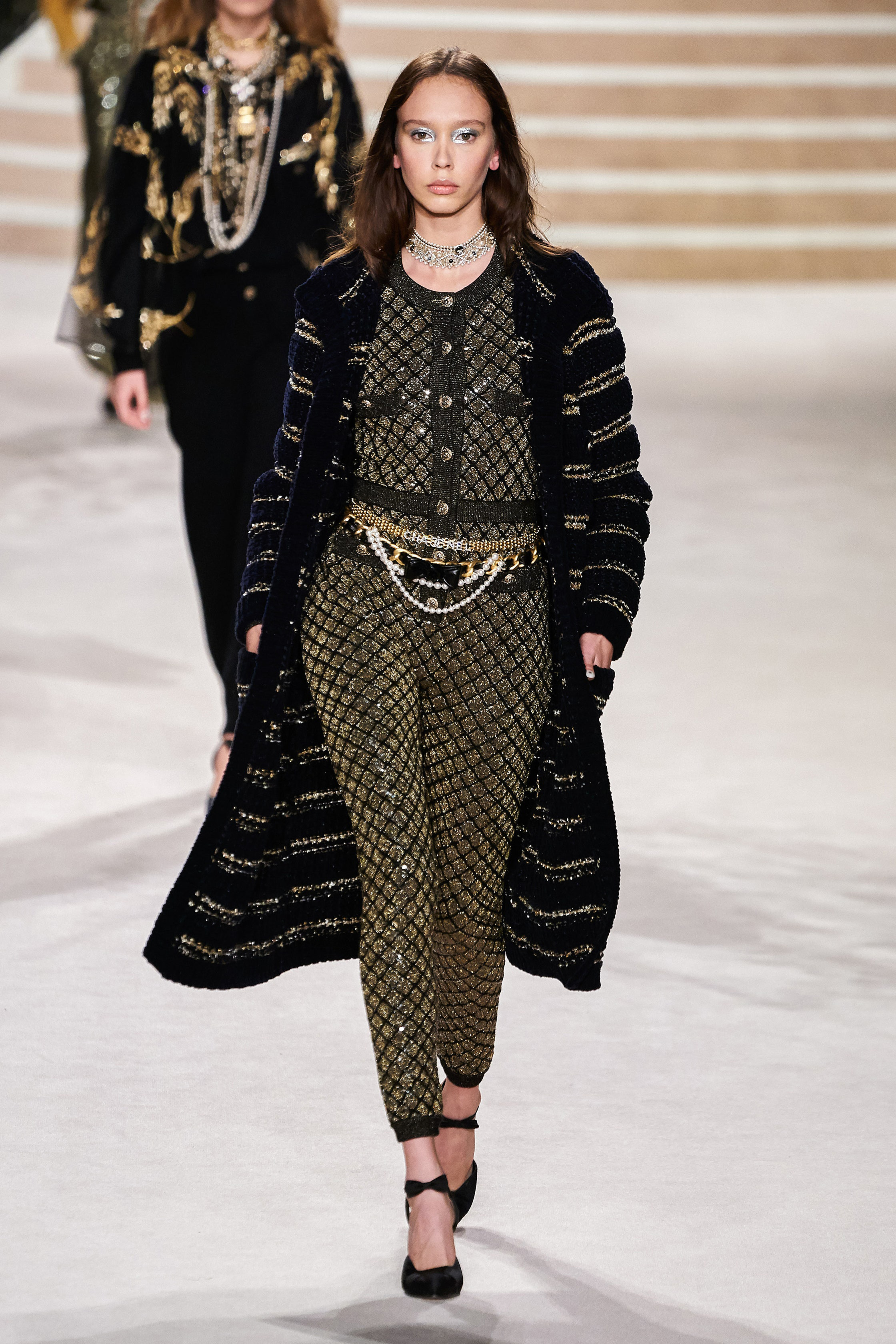 20A navy gold velvety belted coat run.jpg