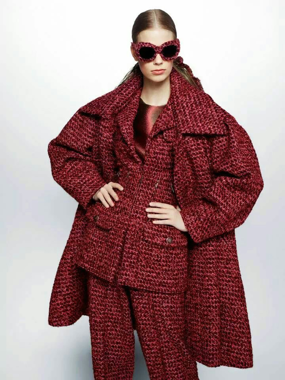 Supermarket burgundy zippers tweed jacket adl.JPG
