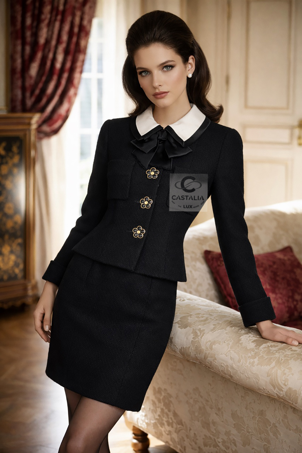90s Black Large Camellias Buttons Tweed Suit ad1 gpt copy.jpg