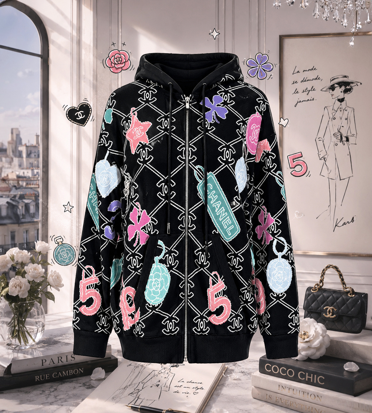 22P black logo charms hoodie crop011.jpg