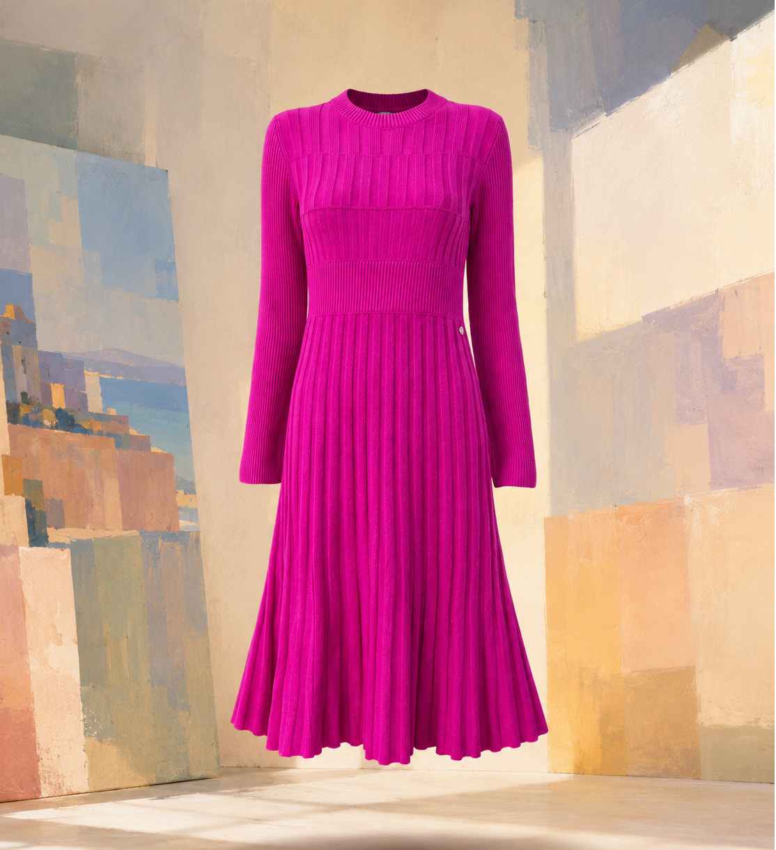 16B fuchsia knit dress crop 3.jpg