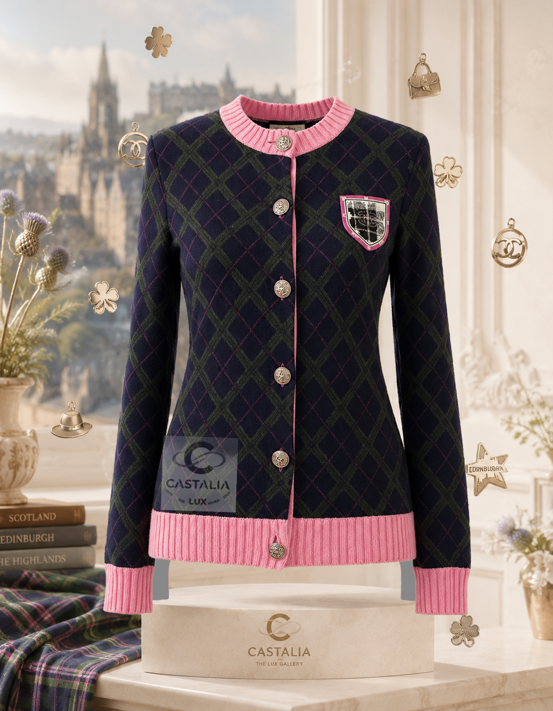Edinburgh tartan pink patch cardigan crop.jpg