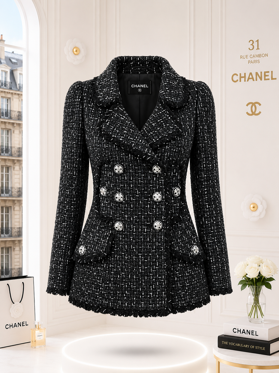 Versailles black logo ribbon tweed jacket crop0112.PNG