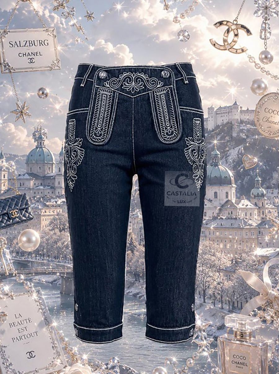 CHANEL Paris / Salzburg Embroidered Navy Capri Trousers — Paris / Salzburg, Métiers d'Art 2015