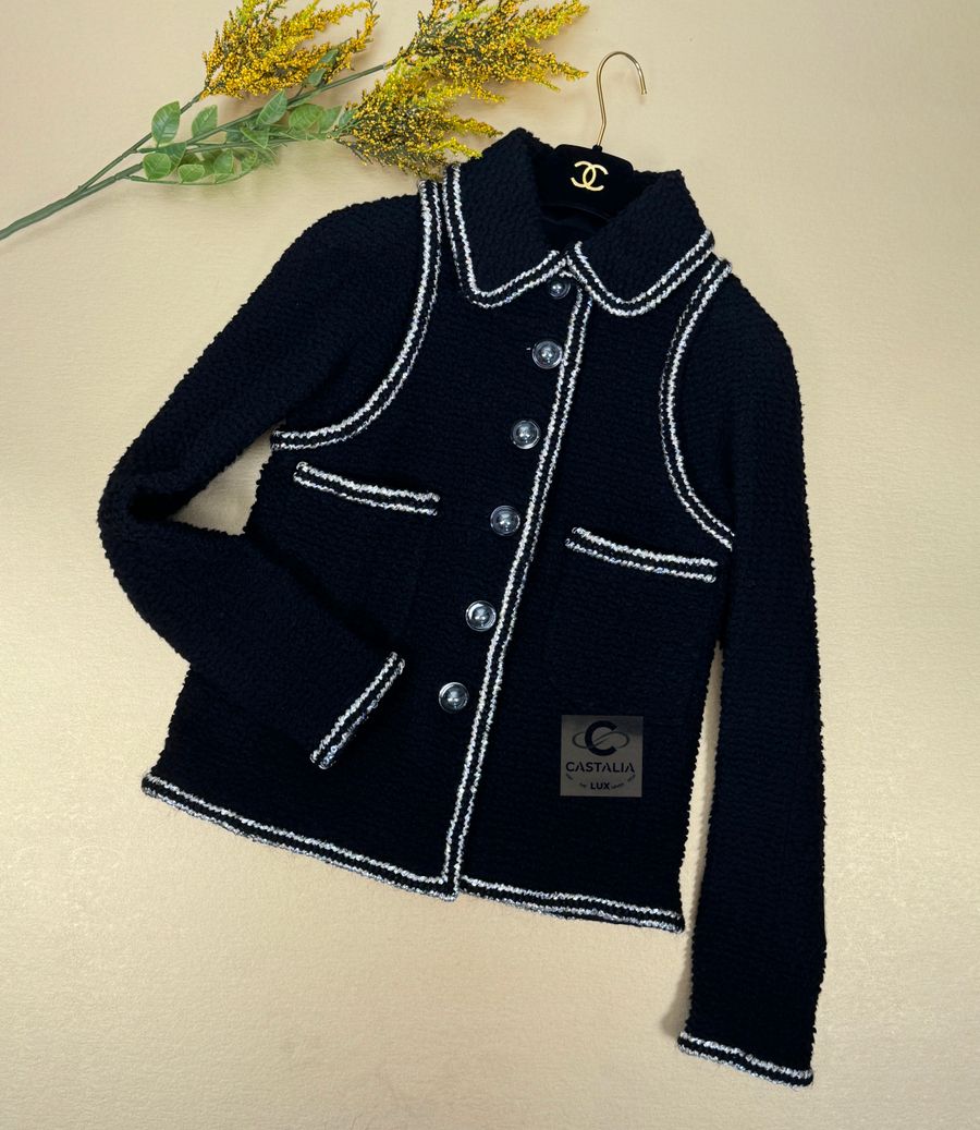17A Cosmic black tweed jacket front flat copy.jpg