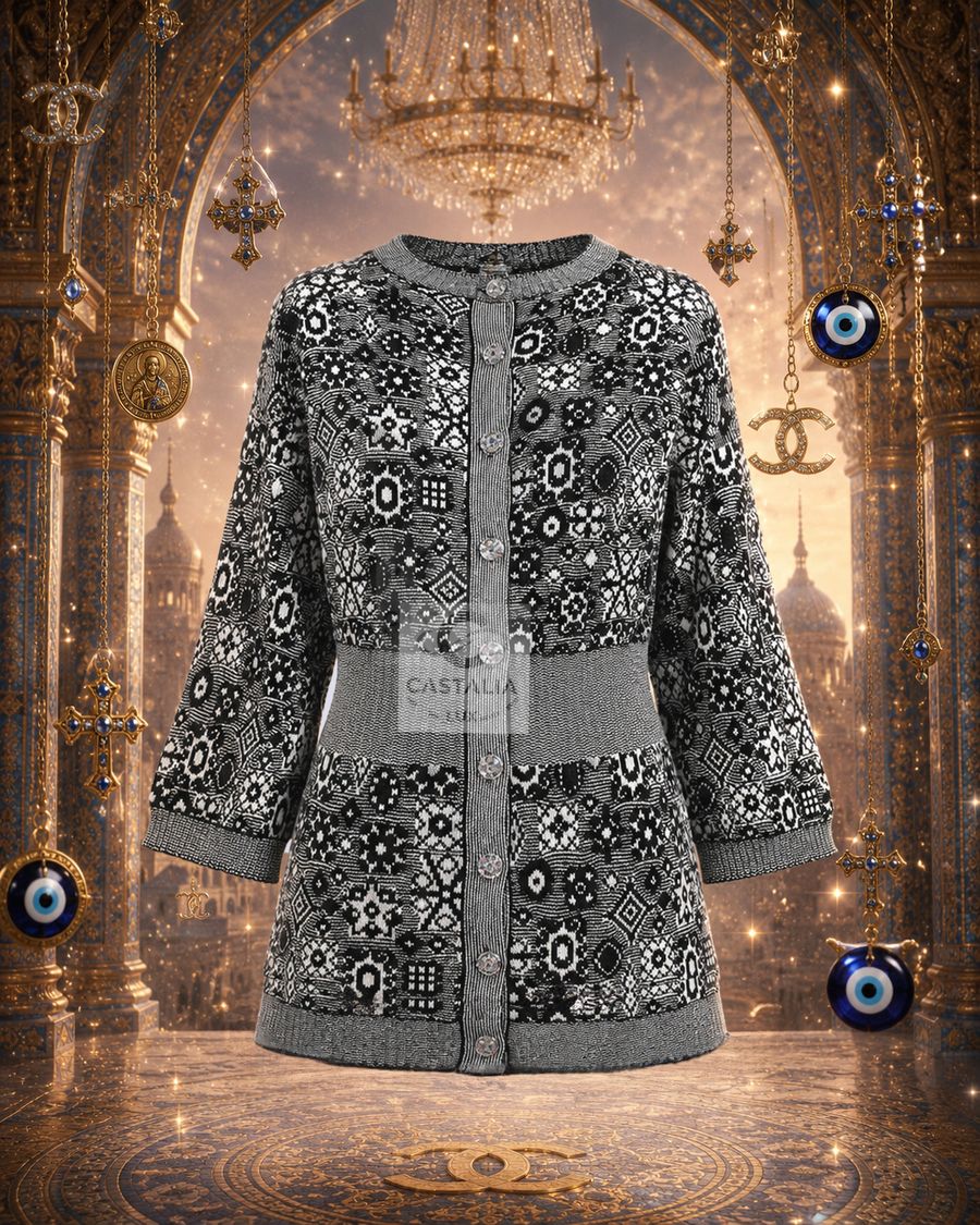CHANEL 2011 Runway CC Buttons Cashmere Architectural Cardigan — Apocalypse Noir, Fall 2011