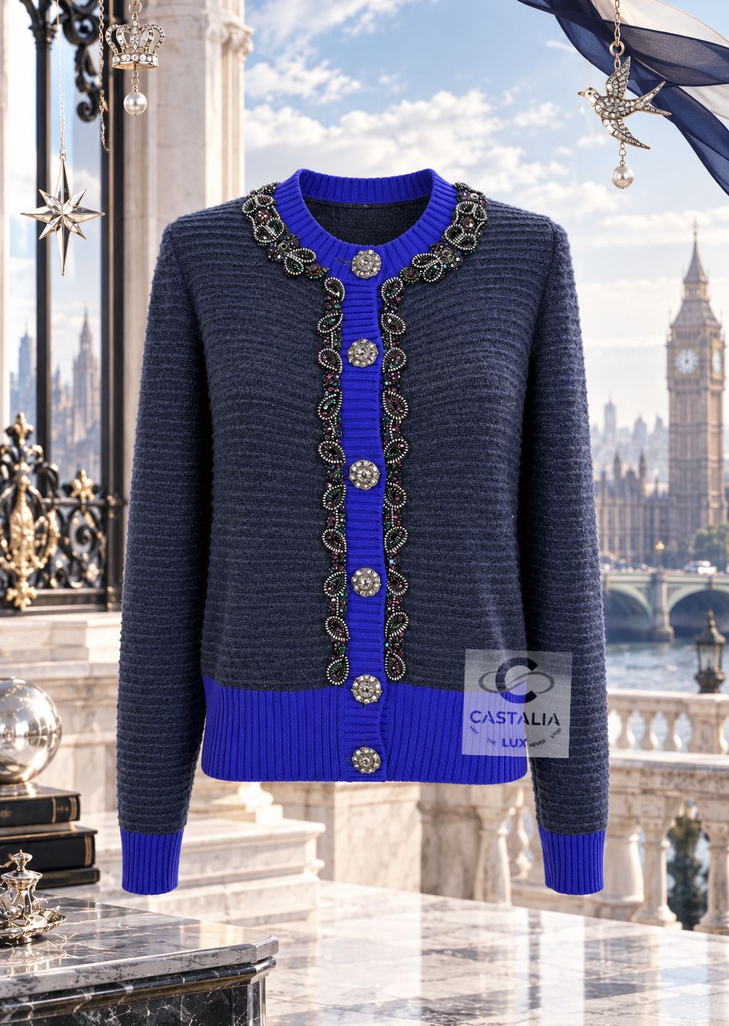 CHANEL Paris / London Cashmere Cardigan CC Jewel Buttons — Paris / London, Métiers d'Art 2008