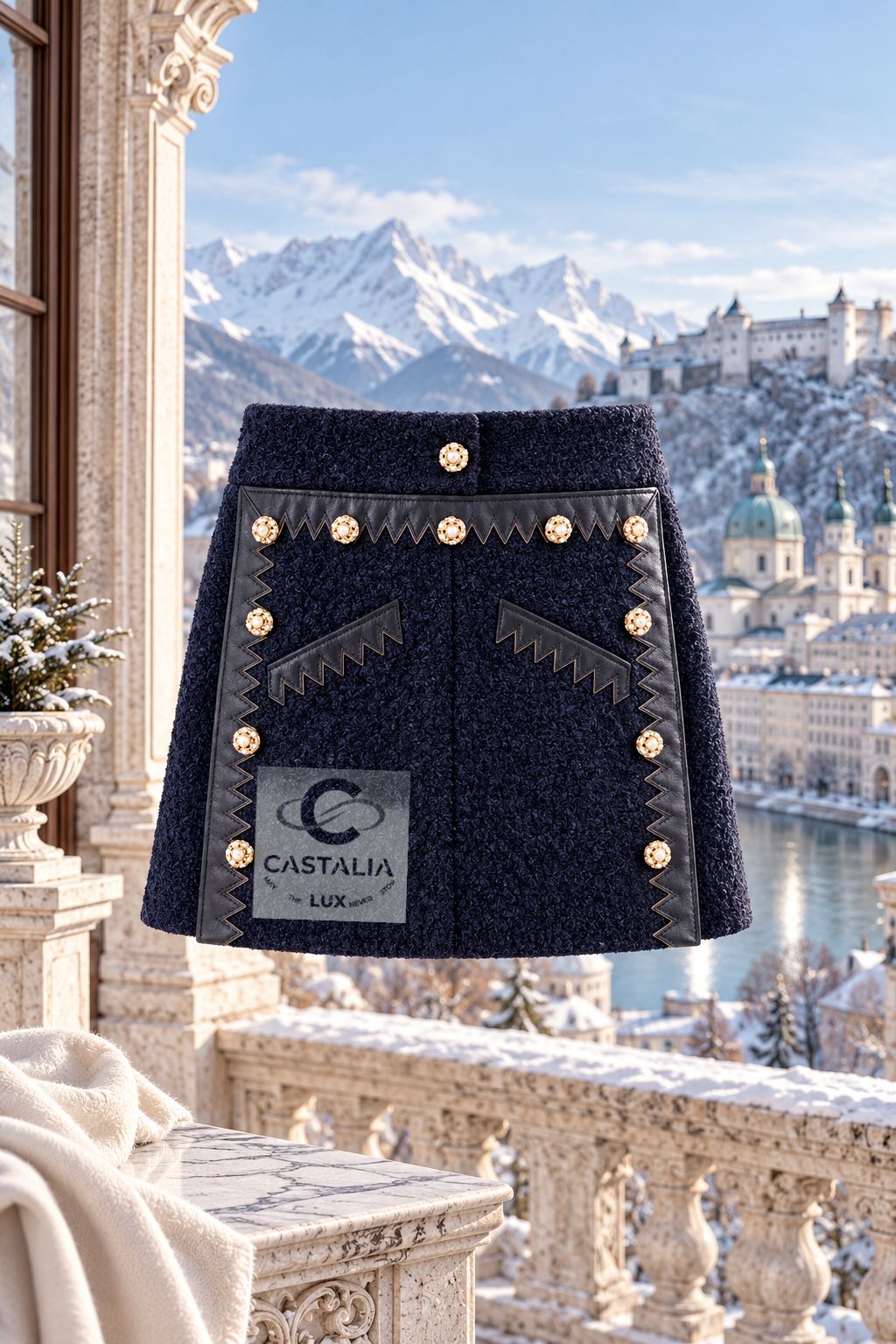 CHANEL Paris / Salzburg Navy Tweed Skirt with Gripoix Buttons — Paris / Salzburg, Métiers d'Art 2015