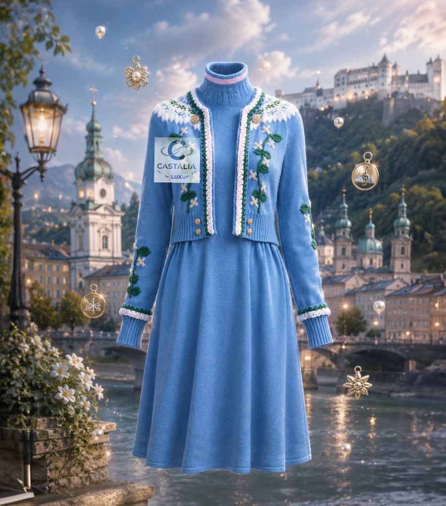 CHANEL Paris / Salzburg Iconic Edelweiss Motifs Blue Dress — Paris / Salzburg, Métiers d'Art 2015