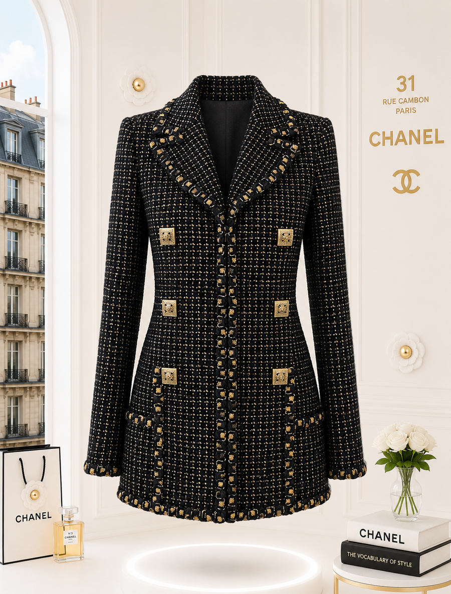 Byzance black gold zip tweed jacket crop0112.PNG