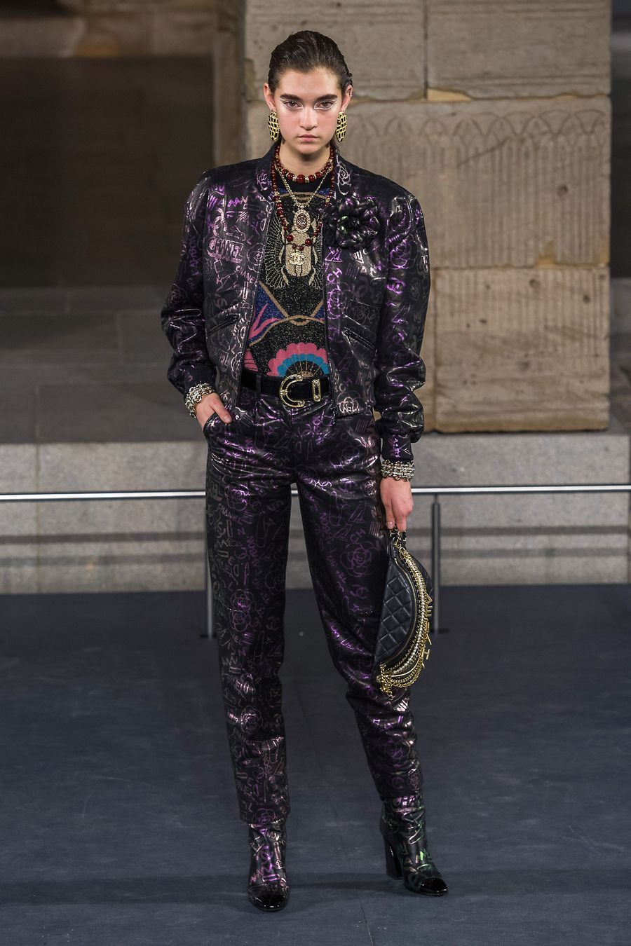 chanel Egypt scarab lurex cardigan runway.jpg