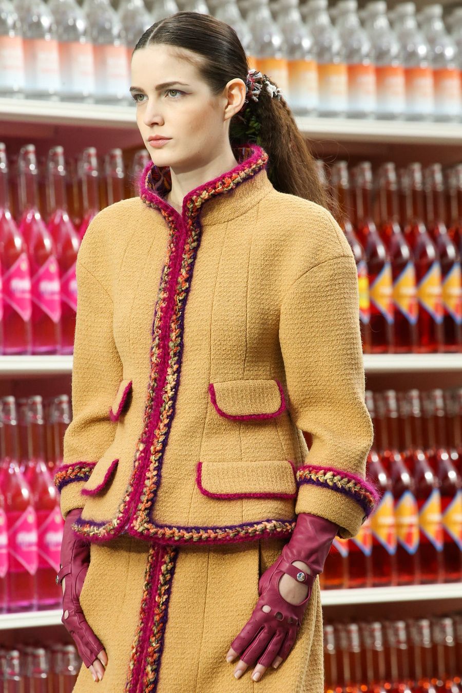 chanel Supermarket L27 mustard burgun tweed suit runway3.jpg