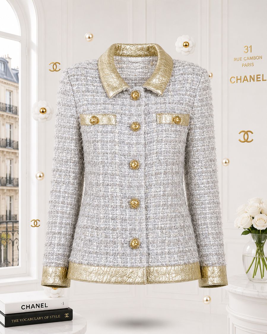 Egypt beige gold tweed leather jacket crop01123.jpg